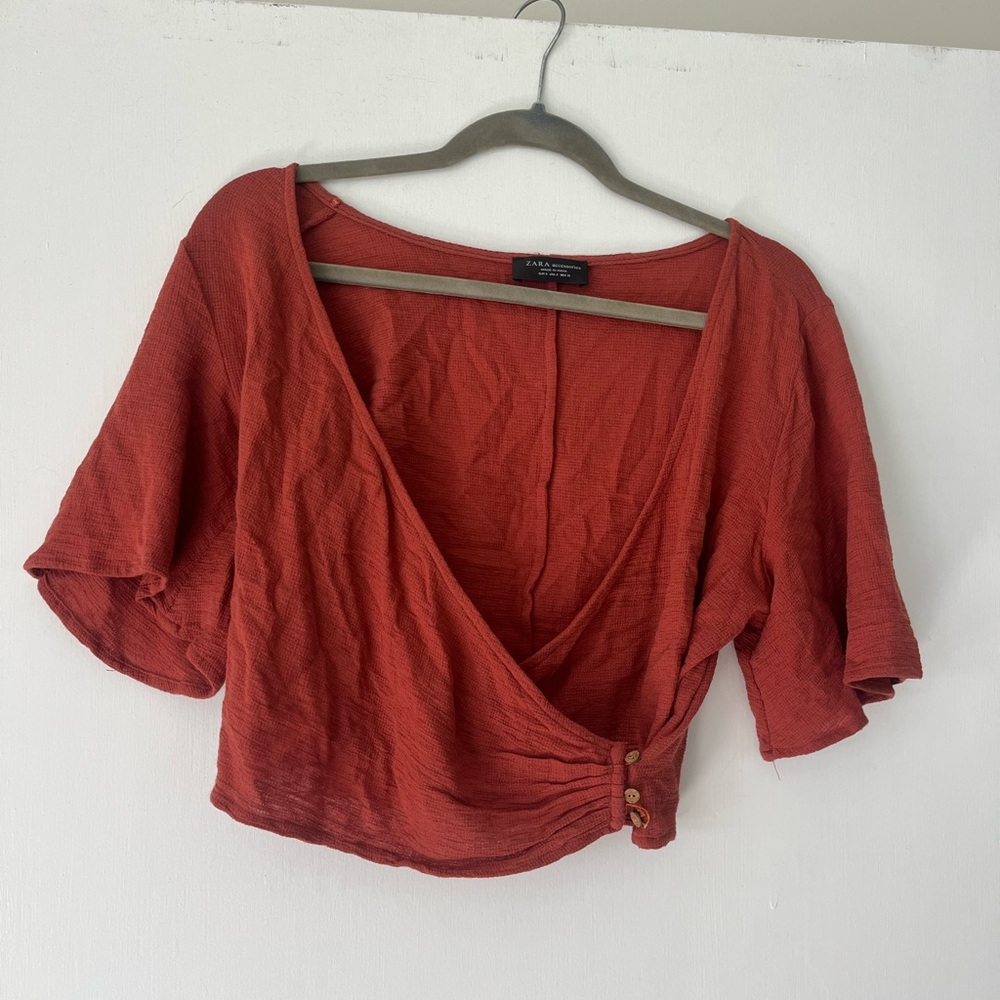 Zara Red Wrap Crop Top